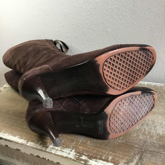 Y2K Brown Suede Renaissance Fair Fantasy Fairycore Lace Up Heeled Boots 9M - Picture 5 of 8